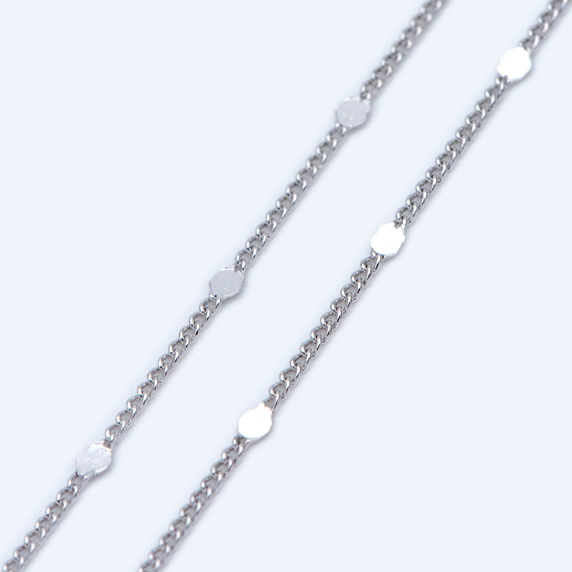 Tiny Gold/ Silver Tone Curb Chains, 0.9mm Thin Chain with 1.6mm Flat Disc, Delicate Chains for DIY Necklace (#LK-240)/ 1 Meter=3.3 ft